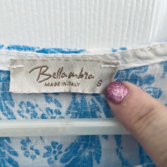 Bella Umbra Linen Top Womens Small Made In Italy Floral Toile Dainty Femme Light - Picture 2 of 5